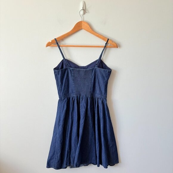 Lauren Conrad Chambray Skater Bustier Sweetheart Dress Blue Size 6 - Picture 4 of 7